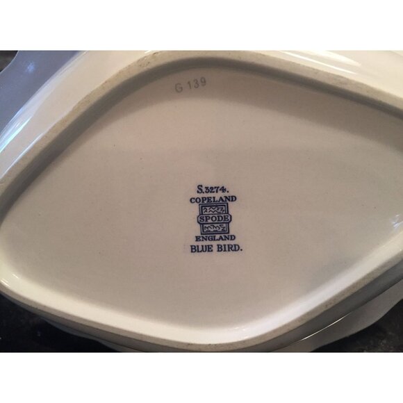 Copeland Spode S.3274 Blue Bird Pattern Fine Stone China 10 1/2 Oval Bowl Englan - Picture 2 of 3